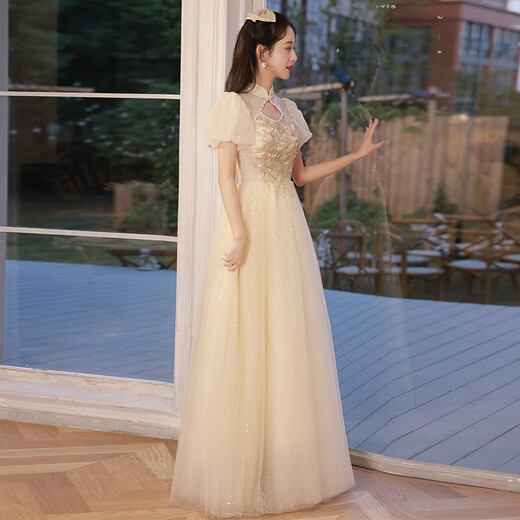 Zhufan High School Generation Dress Women's Abschlussfeier Sense Champagnerfarbe Abendkleid Frauen 2025 Neue High-End-Nischen-Champagnerfarbe (0298) m