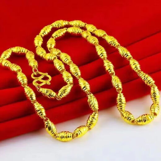 OFK gold 2025 new pure gold men's necklace olive chain simple bamboo chain yellow domineering olive chain 999 gold 36 grams solid will be restored soon