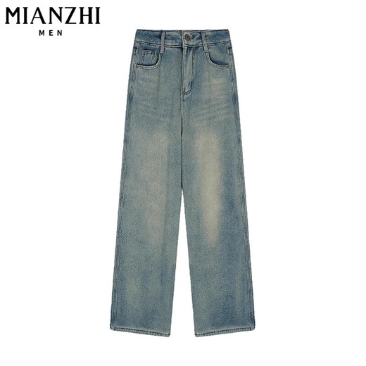 
Cotton American velvet thickened retro slim jeans for women in autumn and winter loose high waist draped straight-leg casual pants for women 683 retro blue [high quality without fleece 31.5] 2XL 130-140Jin [Jin equals 0.5 kg]