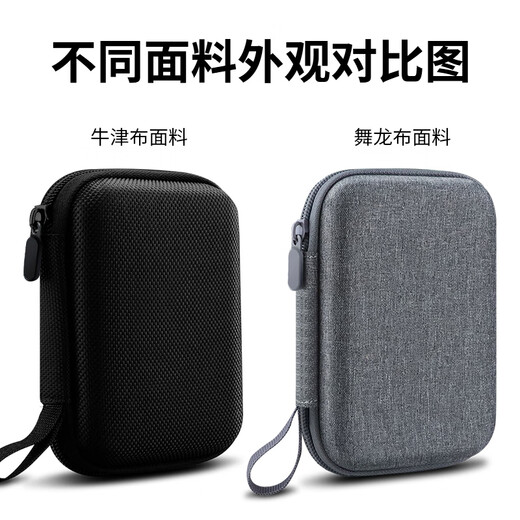 鸥聆尚移动硬盘保护套2.5寸固态收纳盒适用三星希捷东芝WD西部数据耳机线充电器宝硅胶U盘定制logo数码包 【气囊减震款】舞龙布 深空灰14.5×9cm