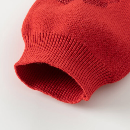 DAVE&BELLA children's fake two-piece skirt Chinese style girls sweater dress winter New Year little girl skirt Begonia red ready stock 130 cm (recommended height 120-130cm)