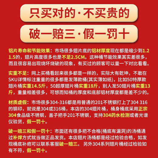 翅片节能汤桶商用 燃气复合底节能大汤锅卤水锅桶聚热304不锈钢桶 节能锅3524-送防粘蒸片 0cm 0ml