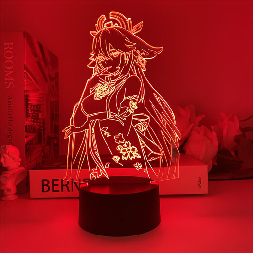 精品原神八重神子usb小夜灯游戏手办周边二次摆件礼物氛围led灯 6227原神迪卢克 黑色16色遥控款