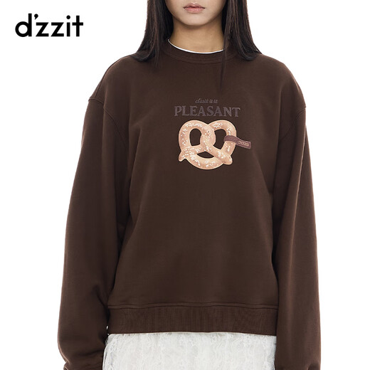 Sudadera Dzzit Disu 2025 Spring New Three-Color Plus Diseño de vellón Estilo casual Mujeres 3J1J1049W Brown XS