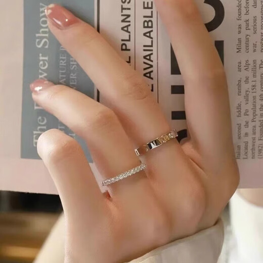 Saturday Fu brand platinum ring, sugar cube couple ring, matching ring for wedding, engagement, proposal, anniversary, birthday, light luxury style, sugar cube starry sky star couple ring, default ring if no comment is made.