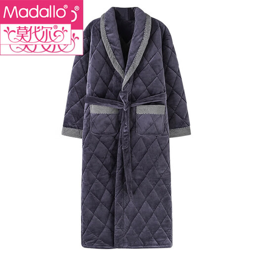 Modal Flanell Cotton Nighthots Herren Dreischicht verdickte und ausgedehnte große Pyjamas im Winter plus Samt warmes Bademantel 9923# L (170)