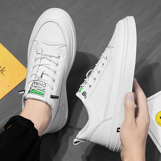 Huilijun Herren sommer atmungsaktiv trendy lässige und modische, vielseitige Leder wasserdichte weiße Schuhe Nicht rutschende und kräftig-resistente ein Stück Großhandel N695 Black 39
