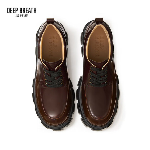 
DEEP BREATH Deep Breath Women's Shoes Cowhide Thick Sole Low Top Strap Gentleman Single Shoes Women's AX13066 Brown 38