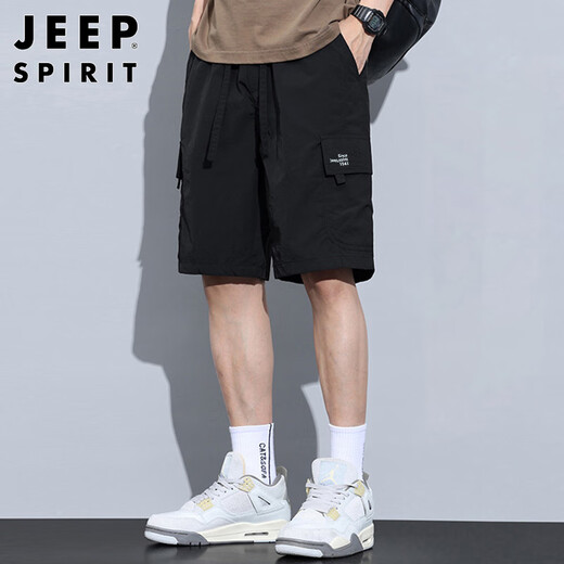 JEEP SPIRIT Jeep ice silk cargo shorts men's summer thin loose American casual shorts dark gray 3XL