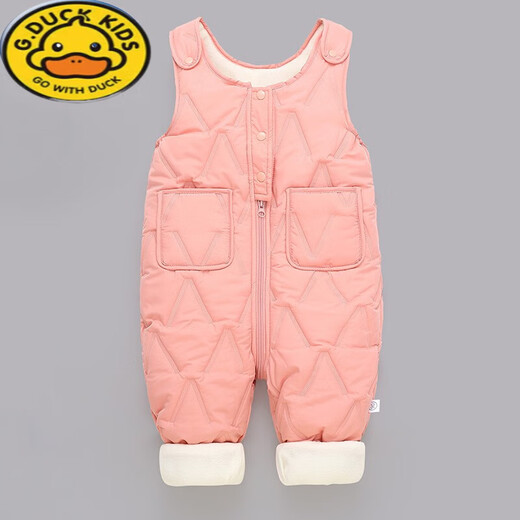 G.DUCKKIDS little yellow duck children's overalls for boys and girls in autumn and winter all-in-one velvet cotton pants for babies with open stalls for children and infants thickened outer coffee color plus velvet thickening 90