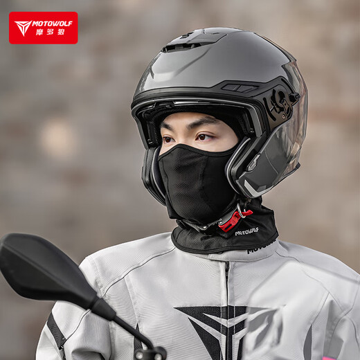 MOTOWOLF motorcycle hood summer ice silk men's mask women's four-season sun protection and wind protection FM1 hood short black