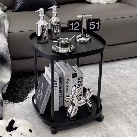 Zhuobo coffee table side table side table movable small table small coffee table bedside table storage rack storage cabinet CJ19 black