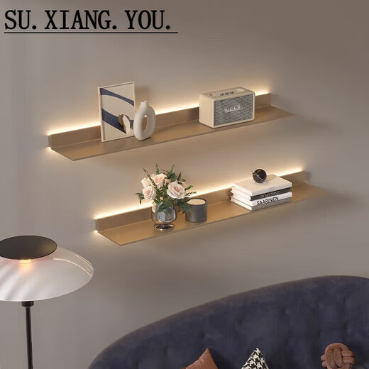 Suoyouyou wall storage rack LED light-emitting laminate aluminum alloy wall wall storage rack one-word partition display Yahei 15*120 three color temperatures optional
