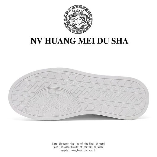 
Queen Medusa 2024 autumn and winter new light luxury leather high-end trendy board shoes for men versatile casual one-step white and blue 9922 38