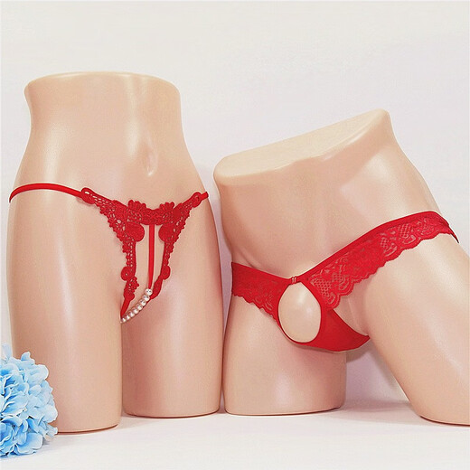 
Mie Lanat couple underwear men's sexy double lingerie female sexy lace thong couple flirting and speaking without taking off large size red + black one size