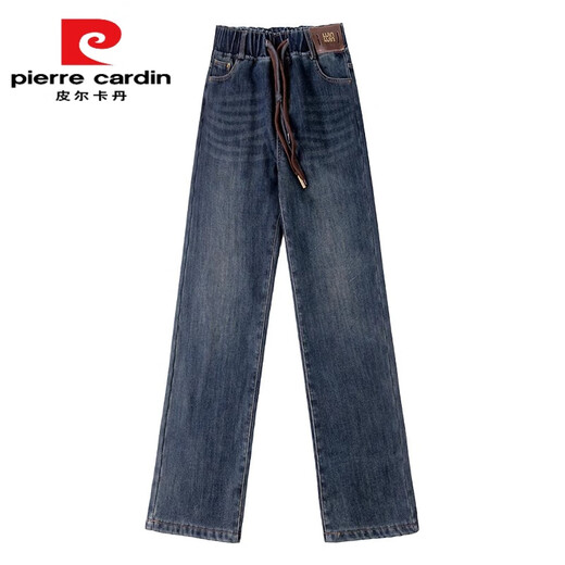 Pierre Cardin beliebte schmale Version mit Breitbein Jeans für Frauen im Frühjahr und Herbst 2025 Neue Elastizität High Taille Draping Lose Straight Hosen 692# Zement grau beliebte leichte Luxusmarke s