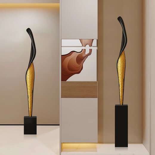 Yisennuo light luxury abstract art ornaments entry entrance cabinet vertical height decoration living room Italian minimalist high-end floor-standing sculpture Back to Time, about 80cm high