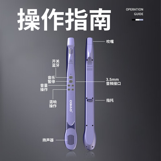 DBAO新品智乐管电子吹管自带声卡蓝牙音乐伴奏不用学就会的乐器 紫色