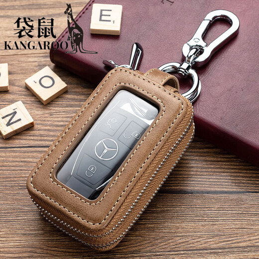 Bolsa de llave de cuero de canguro (canguro) para hombres y mujeres gran capacidad de gran capacidad general Bolsa de llave de automóvil de doble cintura de doble cintura de doble cintura negro