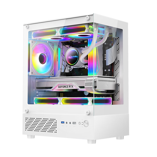 EVESKY 玄武MINI 无立柱海景房机箱 M-ATX主板/270°广角玻璃侧透 240水冷游戏电脑主机箱 支持4090显卡 玄武MINI白色【支持M-ATX主板/240水冷】