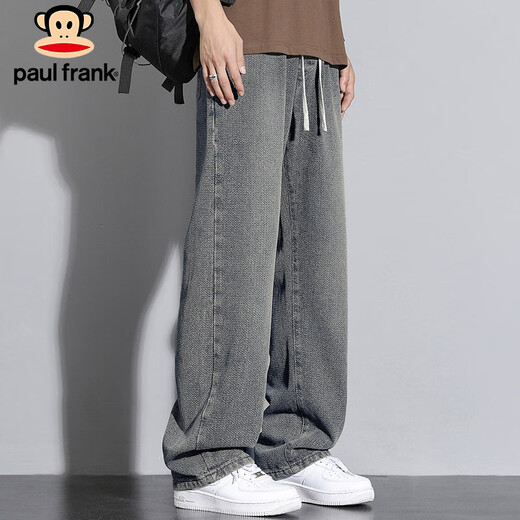 大嘴猴（paul frank）牛仔裤男夏季星空纹裤子男士宽松潮阔腿休闲裤男裤 深复古色 XL