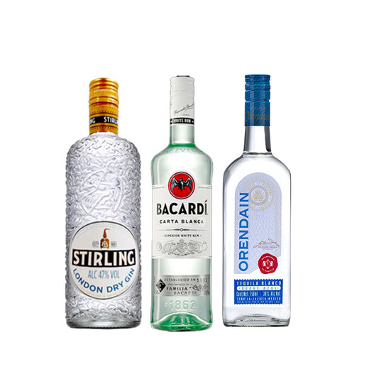 萨格利 基酒调酒套装 金酒 百加得白朗姆 龙舌兰 原瓶进口洋酒