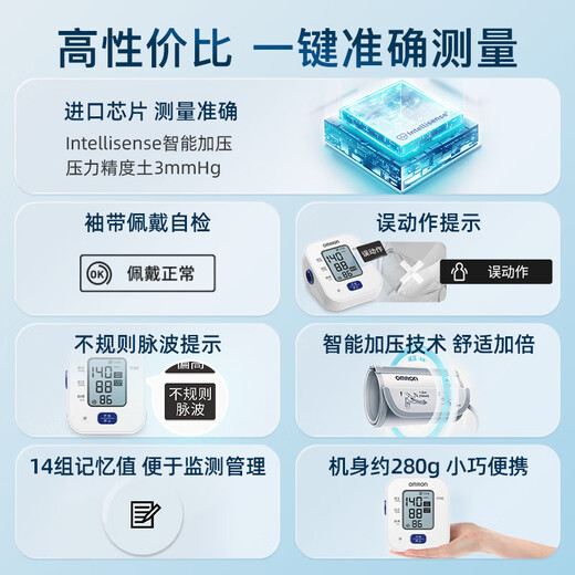 
OMRON (OMRON) electronic blood pressure meter upper arm blood pressure meter for elderly people's home large screen blood pressure measurement medical high precision U701