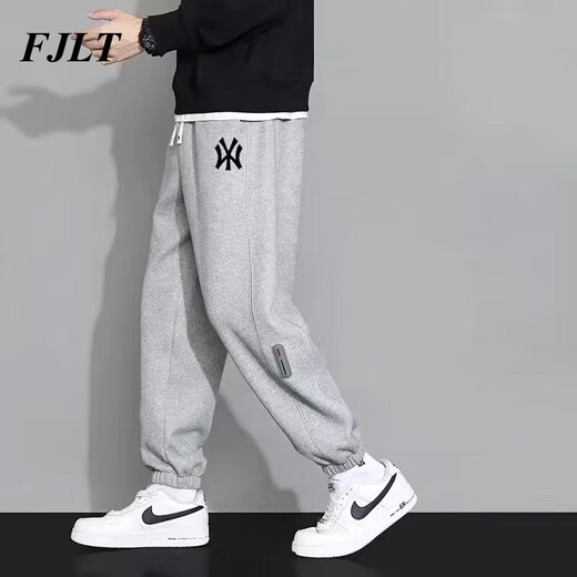 FJLT light luxury brand casual pants spring and autumn pants for men loose sports feet new style plus velvet trendy black trousers Y black trousers (model) Regular 4XL (recommended 180-195 Jin [Jin equals 0.5 kg])