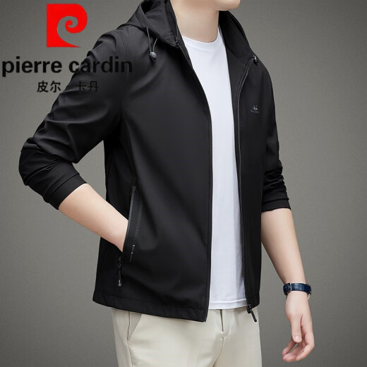 皮尔卡丹（pierre cardin）春秋季新款连帽夹克男士中老年爸爸装外套商务百搭休闲上衣 蓝色 M-3527 L 175 110-125斤