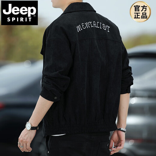 JEEP SPIRIT denim suit jacket men's spring and autumn 2025 new autumn casual work jacket suit autumn top men's black L