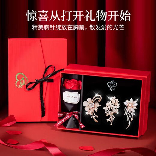 SENDME flower brooch women's corsage accessories women's suit jacket clothing birthday gift 3-piece brooch rose gift box