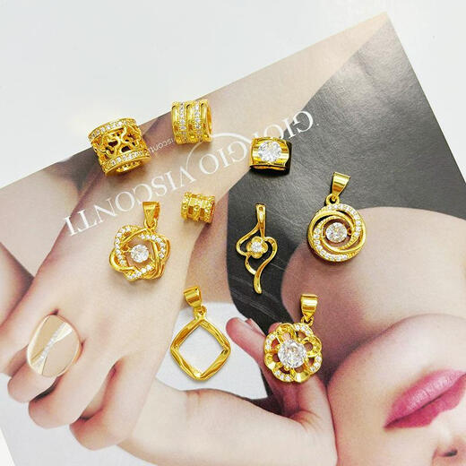 Olevo 18K gold pendant women's gold necklace single pendant single without chain Au750 gold clavicle chain single pendant 18k (diamond small waist)