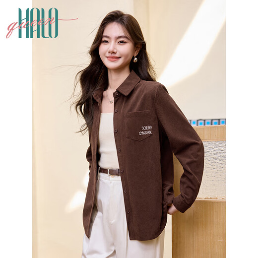 Halo Queen thick corduroy shirt women's wilderness Maillard spring and autumn new comfortable versatile shirt H144C3002