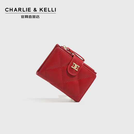 CHARLIE & KELLI品牌 CK轻奢包包女包2025新款钱包女士简约零钱包卡包 红色【七夕实用礼物】
