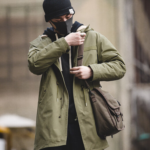 Maden workwear American retro M51 fishtail windbreaker military coat parka clover cotton jacket mid-length jacket hooded men military green (slim fit) M