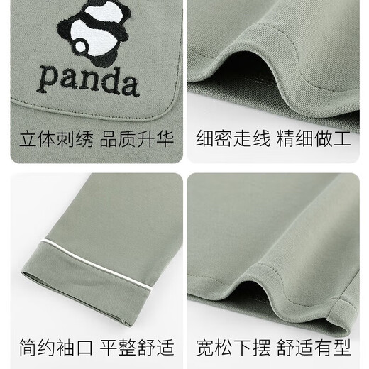 
Couple pure cotton pajamas for women with autumn and winter with chest pads, panda long sleeves, new style of New Year's goods, large size, can be worn outside home clothes 16803 men's gray-green [Autumn and winter thickened] L 100-120Jin [Jin equals 0.5 kg]