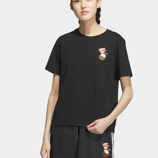 阿迪达斯 （adidas）女装 夏季新款运动服印花宽松舒适透气休闲短袖T恤上衣 IP3878 XS