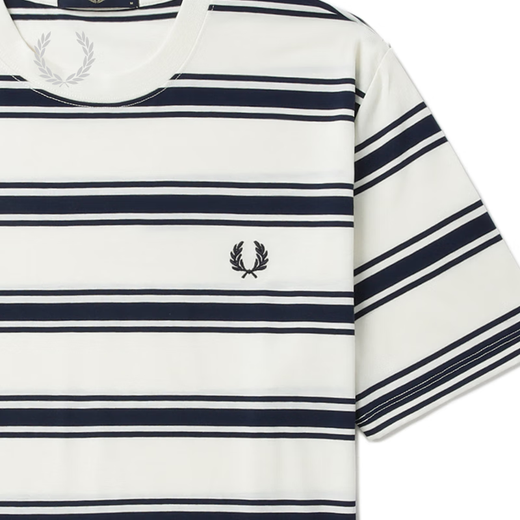 Fred Perry Herren Casual T-Shirt 2025 Sommer neu gestreifte Bildschirme Weizenohr Kurzarm Trend M9851 IVX/Beige M.
