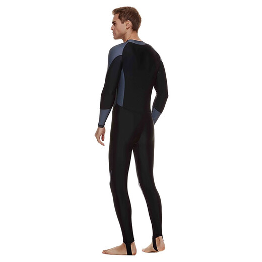 Shark Bart Men's Thin Material One-piece Swimsuit Jellyfish Suit Wet Suit Men's Snorkeling Equipment Surf Suit 1330 Gray with Black and White XXL