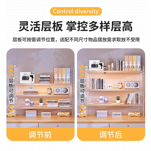 Small craftsman desktop storage rack acrylic bookshelf hole board dormitory office multi-layer storage rack warm white 3 layers 60