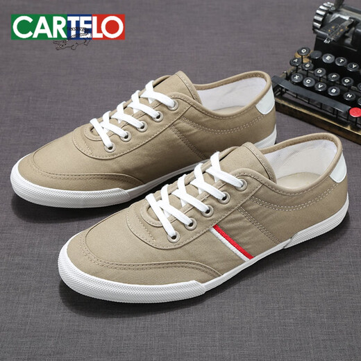 Cartelo Petites chaussures blanches Chaussures pour hommes à la mode pour hommes Houstable Coréen Version des chaussures décontractées pour hommes Chaussures à fond Soft Chaussures Chaussures en toile White 9272 STYLE LACE-UP 41