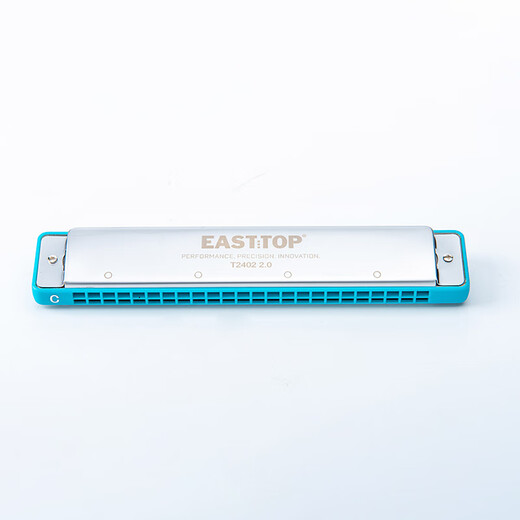 East Top 24-Loch eingebettete polyphonische professionelle Mundharmonika T2402 2.0 Blaugitter