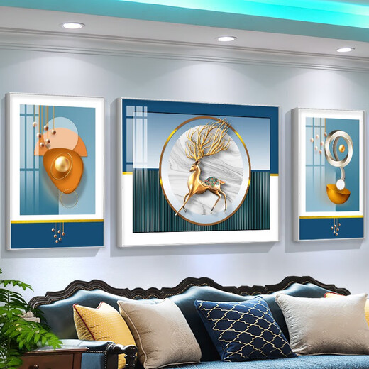 Modernes Licht Luxus Wohnzimmer Sofa Hintergrund Wanddekoration Maler Sinn abstraktes modisches Internet Promi Triple Hanging Malerei Kunstmalmal