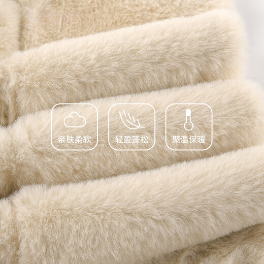 TUTORGOOSE cute fox plush hat scarf all-in-one women's autumn and winter versatile thickened and warm cycling scarf beige one size