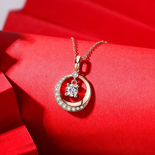 DRTE moissanite necklace for women, versatile for all seasons, fashionable light luxury clavicle chain, 18K rose gold-plated smart pendant