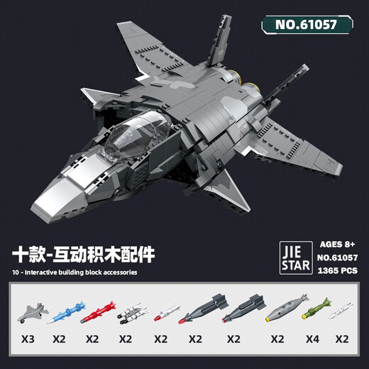 赟娅兼容乐高积木南天门计划白帝空天战机模型老兵军人退伍纪念礼物 歼-20战斗机【1365颗粒】