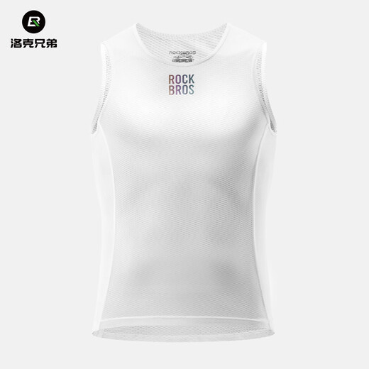 Rock Brothers sweatshirt men's quick-drying breathable sleeveless bottoming road cycling jersey sweatshirt white M/L