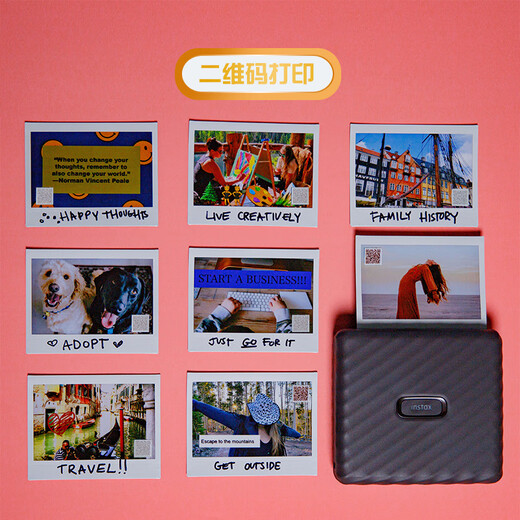 INSTAX Fuji instax Link WIDE Polaroid Mobile Photo Printer Mocha Gray Wide Double Pack Photo Paper Set