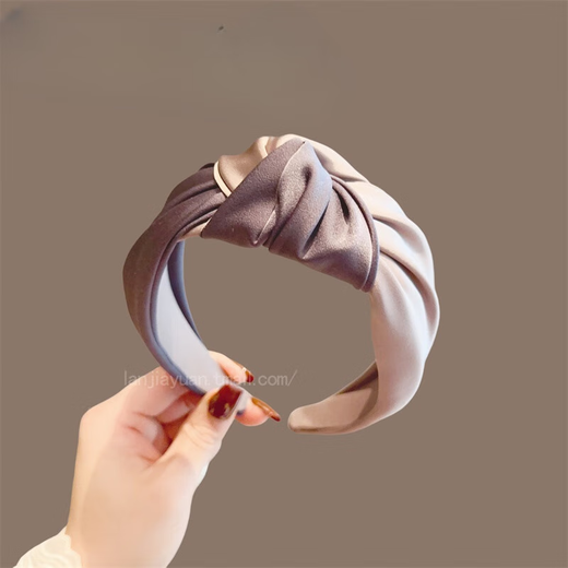 Biyun retro simple contrast color spliced headband, high-end knotted temperament headband, fashionable and versatile for going out with hairpins for women. Combination pack - purple knotted headband + yellow knotted hair