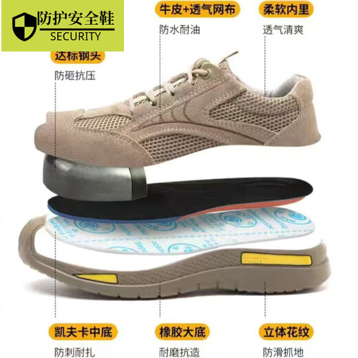 Delta Light Luxury Marke Isolierte Schuhe Anti-Smash und Anti-Punktions-Arbeitsschutzschuhe modische atmungsaktive Arbeitschuhe Konstruktion Kuhlattenschutzschuhe 688 Khaki Atmungsaktives Modell 41
